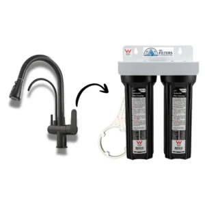 Tank Water Twin Under Sink & Dual Black Tap Bundle